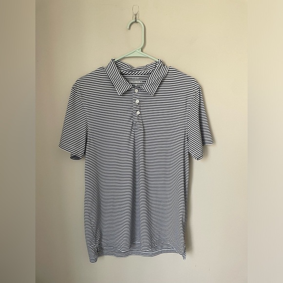 J. Crew Performance Black and White Striped Polo Shirt - Picture 1 of 7
